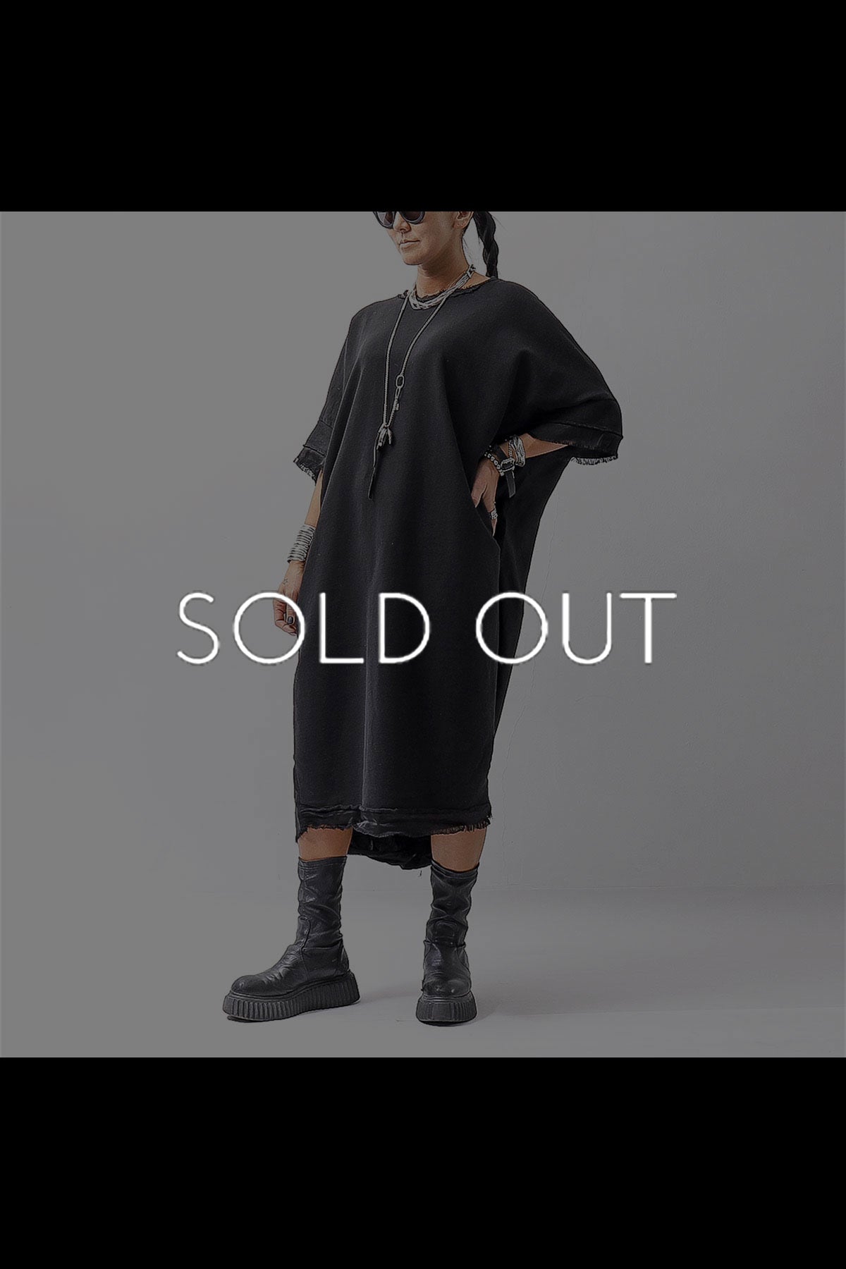 【sanctamuerte】 BACK DRAPE&amp;COTTON LIGHT SWEAT DRESS SM04/M2_BLACK