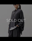 【NOSTRASANTISSIMA】 UNISEX OVERSIZED ASYMMETRY SILK SHIRT C139_BLACK