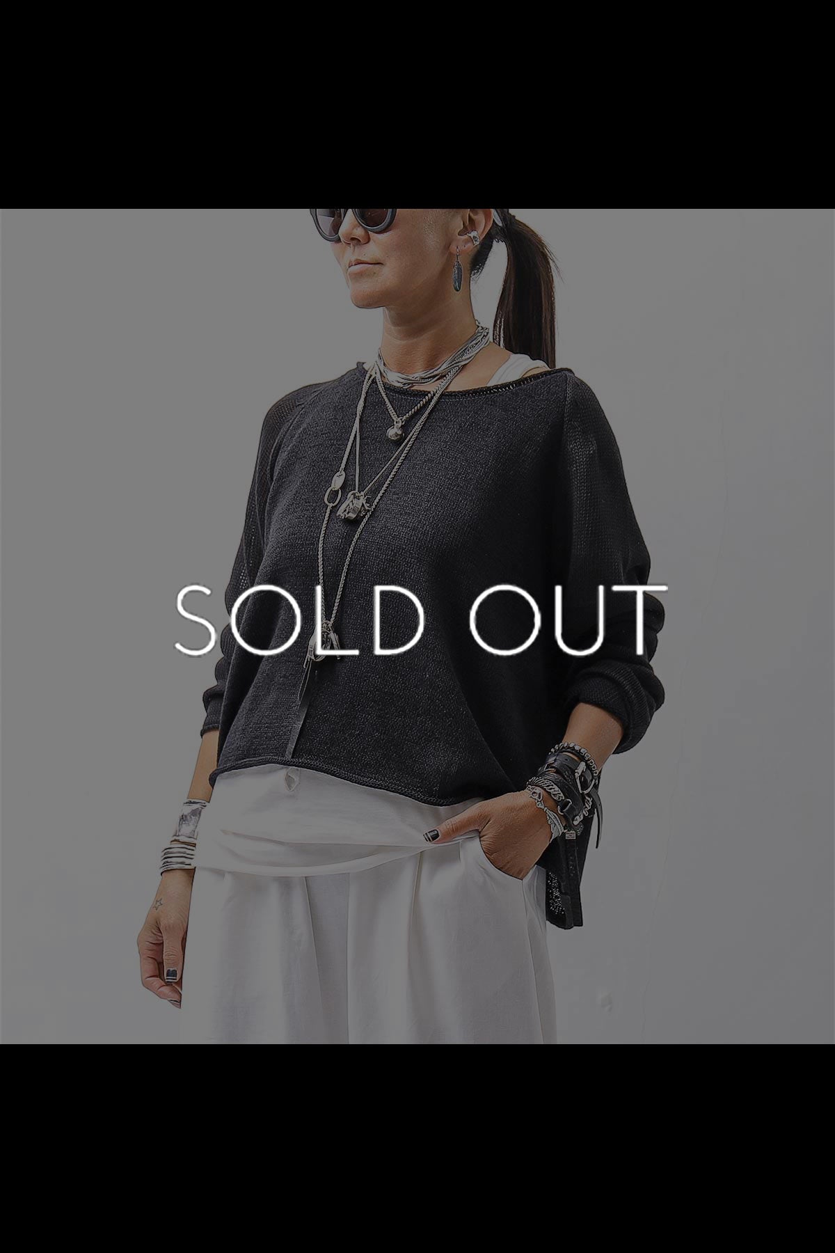 【RUNDHOLZ】 LINEN&amp;COTTON KNIT TOPS _BLACK