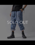 【bajra】 UNISEX SARROUEL SUPER STRETCH COTTON DENIM PANTS 159QP03_BLUE WASH