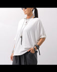 【NOSTRASANTISSIMA】 OVERSIZED VISCOSE&SILK TOP M03_WHITE